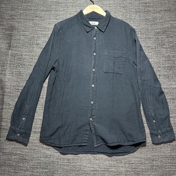 Buck Mason Shirt Men's L Blue Black Long Sleeve Button Up BM1305 - Picture 1 of 10